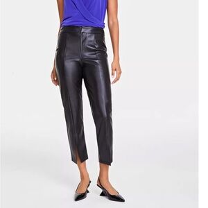 INC International Concepts Black Cropped Faux Leather Pants NWT SIZE 8